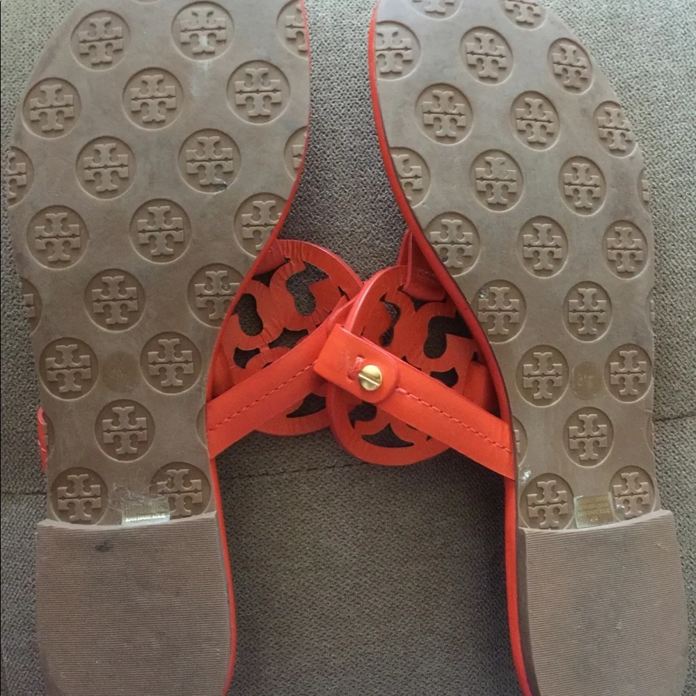 Tory Burch Orange Miller Logo Thong Sandals